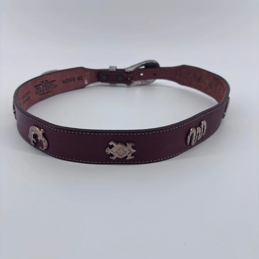 Silver Creek Leather Belt Mens 28 Brown Western Animal Concho Southwestern Aztec